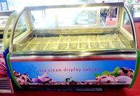Congelatore commerciale dell'esposizione del gelato della gelateria con le vaschette personalizzate