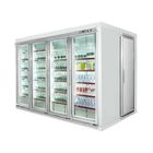 Refrigeratore/passeggiata di vetro refrigerati dell'esposizione della porta in congelatore ad aria compressa con l'espositore per carne e la verdura