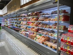 Supermercato frigorifero aperto compressore remoto raffreddamento dell'aria frigorifero a più piani verticale