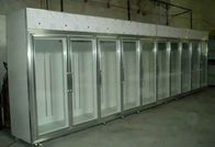 Il congelatore di vetro verticale dell'esposizione della porta con il raffreddamento dinamico/ha refrigerato la vetrina dell'esposizione della carne