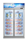 Il congelatore commerciale dell'esposizione del doppio montante di vetro della porta automatico disgela