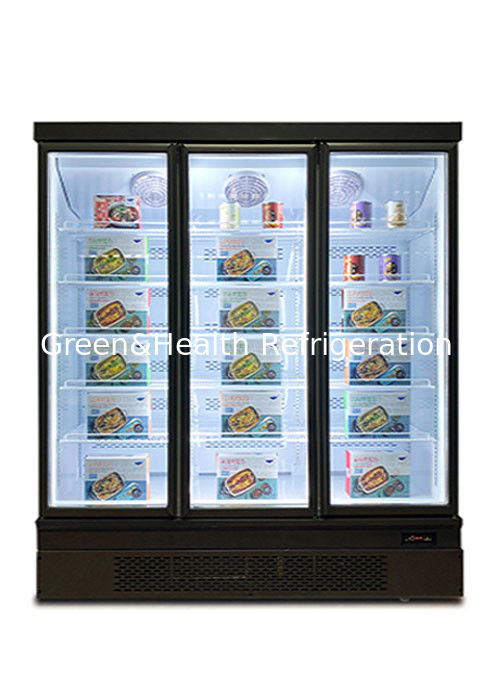 Frigorifero a schermo verticale a risparmio energetico con ventilatore di raffreddamento e scaffali regolabili per i supermercati