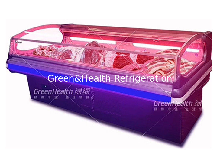 Display Chiller commerciale per carne con illuminazione LED a raffreddamento dinamico e compressori Danfoss/Secop per supermercati