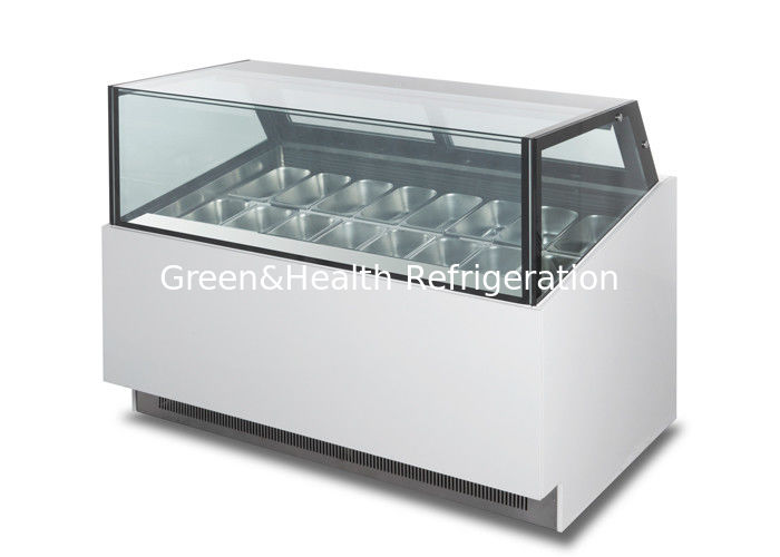 Tipo quadrato 16 congelatore dell'esposizione del gelato delle pentole con la porta di vetro di scivolamento