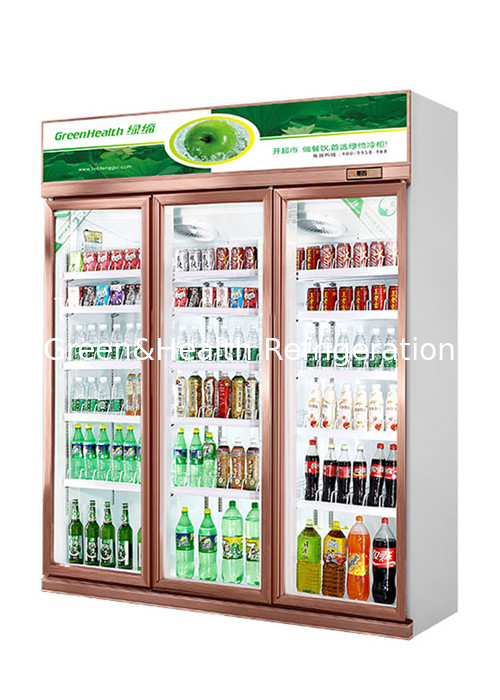 Porte verticali di vetro frigorifero refrigeratore commerciale per bevande per negozi di comodità / ristoranti e caffè