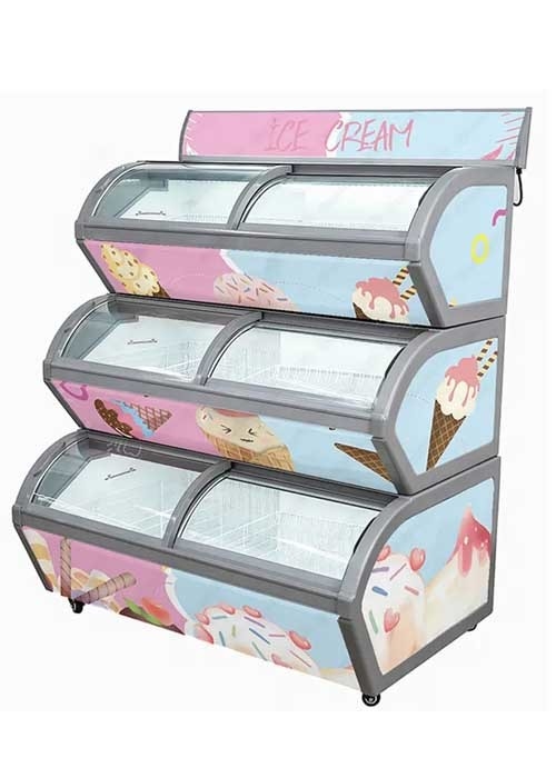 R290 Forma ovale 3 Deck Ice Cream Freezer per display frigorifero frigorifero