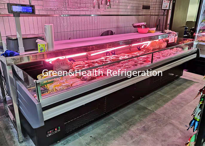 Refrigeratore per ipermercati Conteggio aperto 2.5M Display Freezer per carne fresca