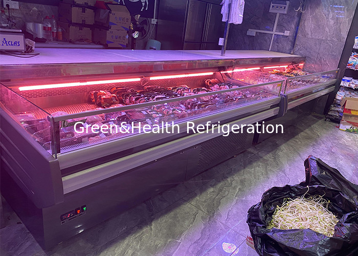 Refrigeratore per ipermercati Conteggio aperto 2.5M Display Freezer per carne fresca