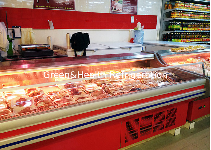 Refrigeratore per ipermercati Conteggio aperto 2.5M Display Freezer per carne fresca