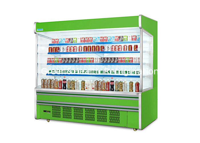 Chiller multipiano in acciaio inossidabile con cortina notturna di risparmio energetico e smalto automatico di scongelamento per supermercati