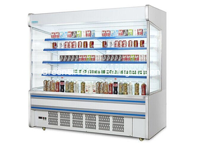 Chiller multipiano in acciaio inossidabile con cortina notturna di risparmio energetico e smalto automatico di scongelamento per supermercati