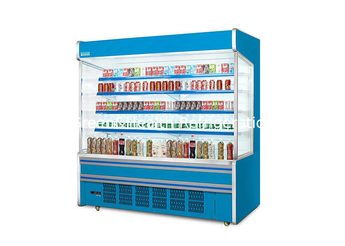 Chiller multipiano in acciaio inossidabile con cortina notturna di risparmio energetico e smalto automatico di scongelamento per supermercati