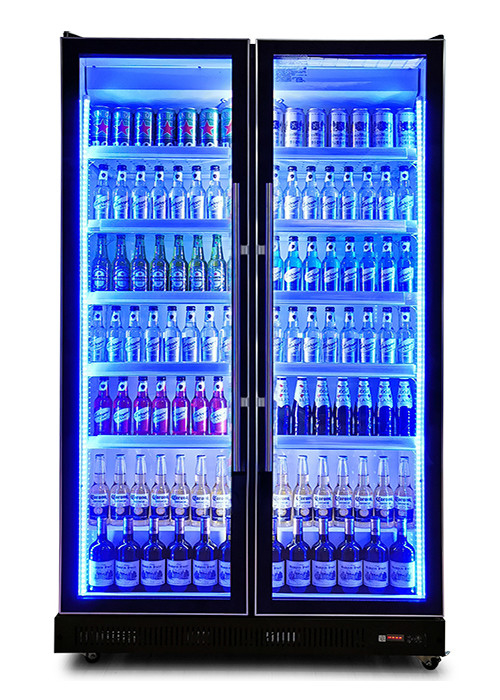 Ventilatore di raffreddamento Display commerciale Chiller porte di vetro multiple Dazzle bevande nere Display frigorifero
