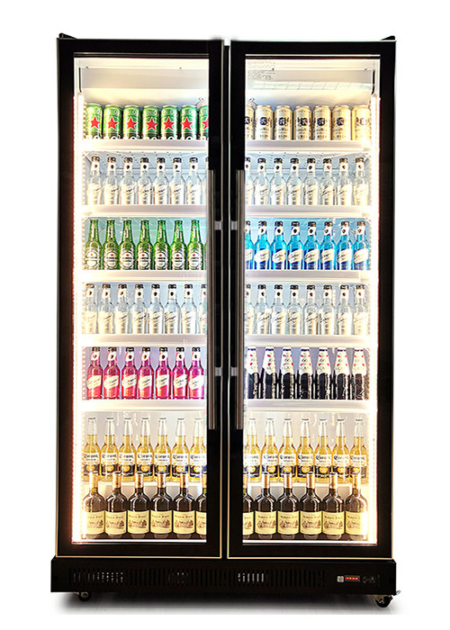 Ventilatore di raffreddamento Display commerciale Chiller porte di vetro multiple Dazzle bevande nere Display frigorifero