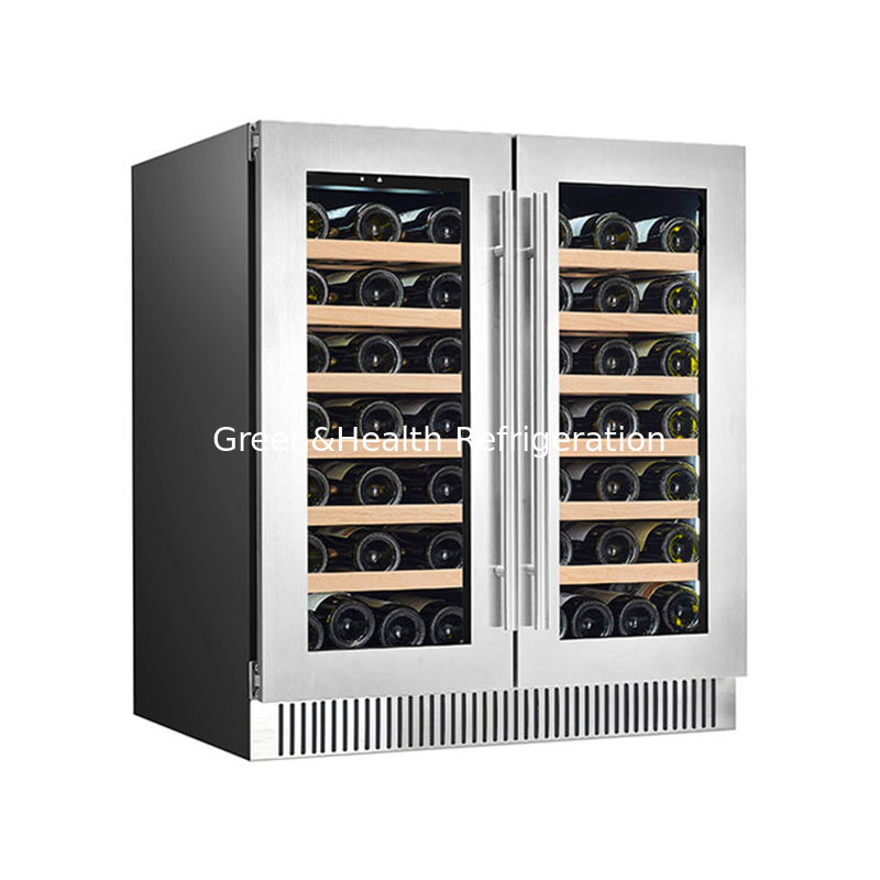 Certificato ETL Moda Zona doppia SS Doppia porta in vetro Rossa Wine Cooler con 180L 68 bottiglie