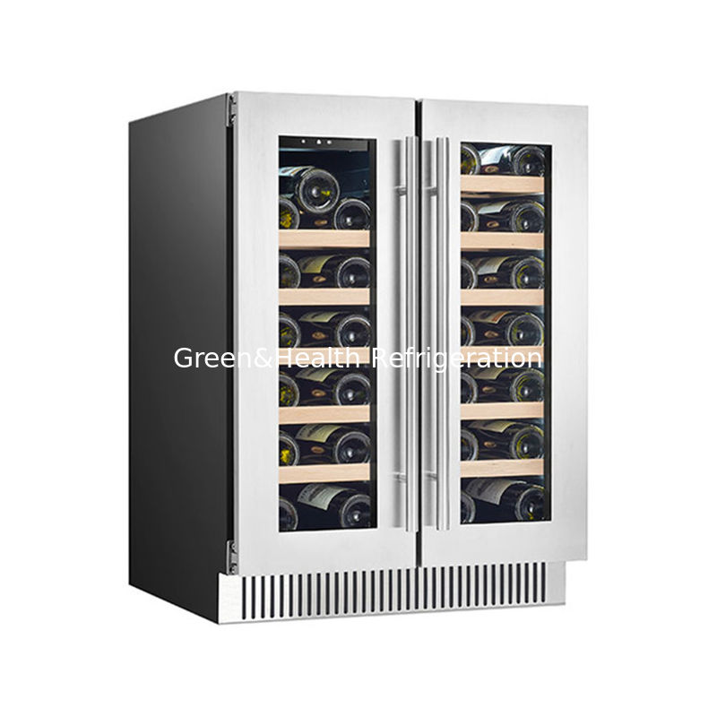 Certificato ETL Moda Zona doppia SS Doppia porta in vetro Rossa Wine Cooler con 180L 68 bottiglie