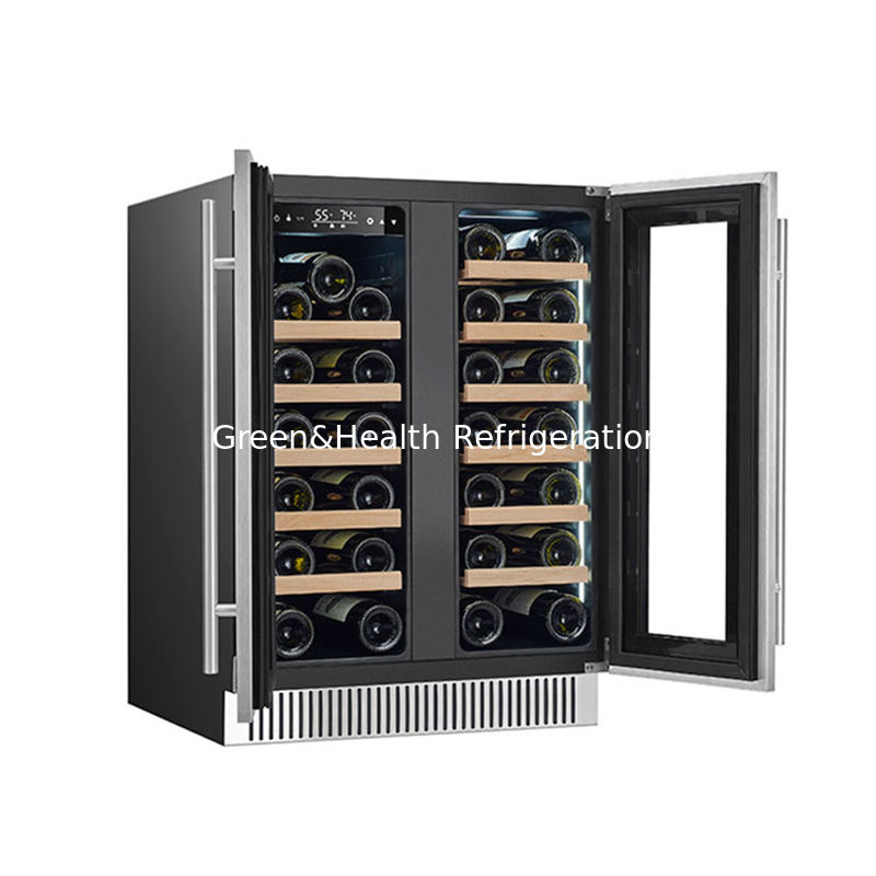 Certificato ETL Moda Zona doppia SS Doppia porta in vetro Rossa Wine Cooler con 180L 68 bottiglie