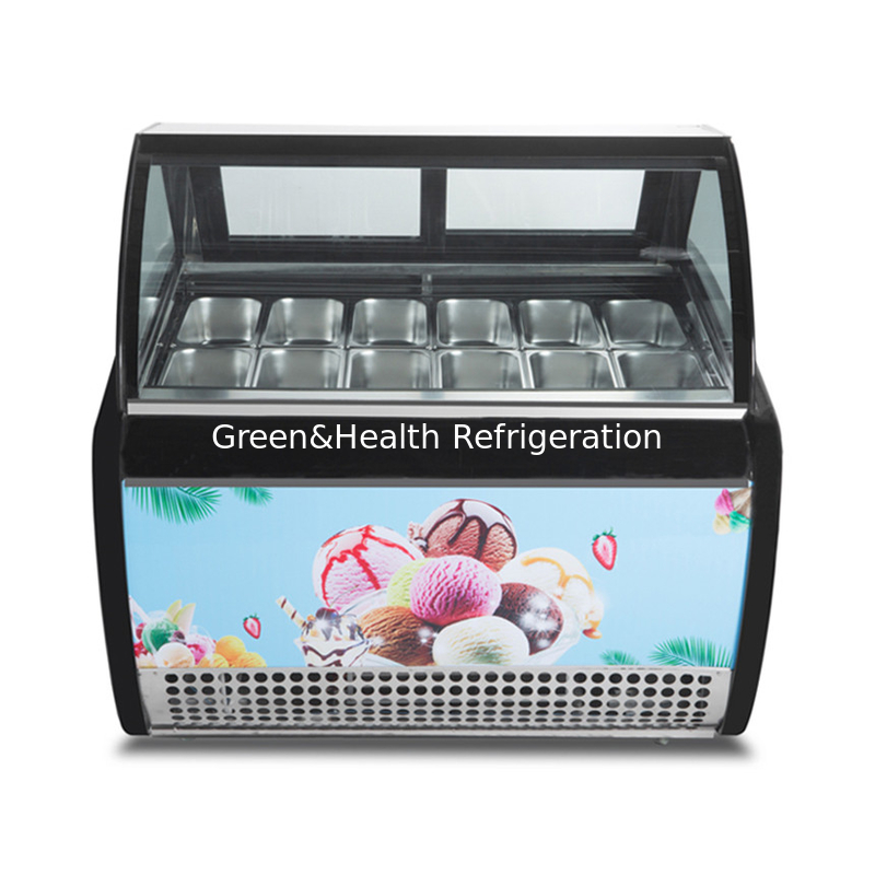 Color e dimensione personalizzabili Gelato gelato display Freezer con pentole 10 / 12 / 16 / 22