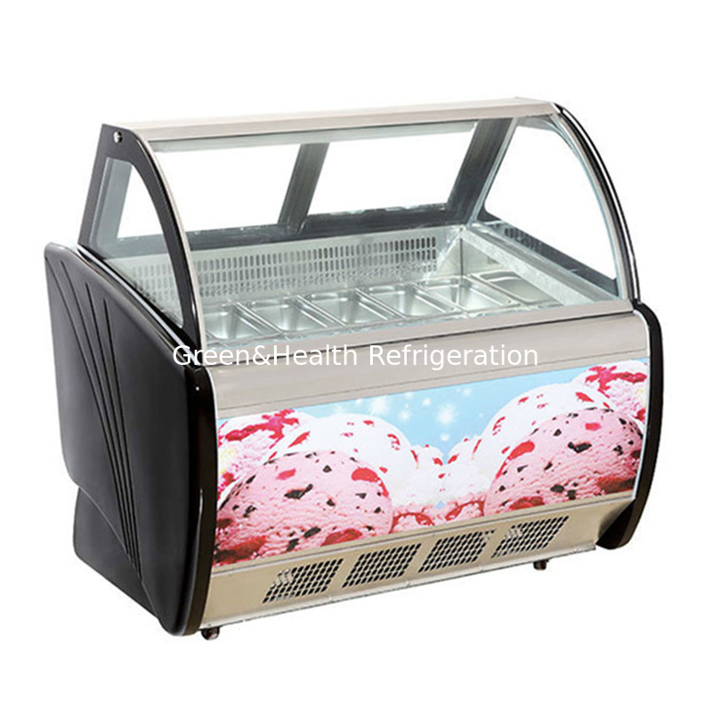 Color e dimensione personalizzabili Gelato gelato display Freezer con pentole 10 / 12 / 16 / 22