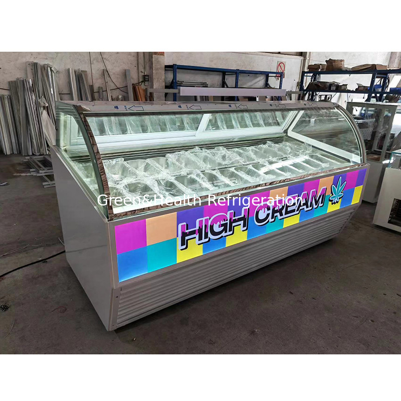 Color e dimensione personalizzabili Gelato gelato display Freezer con pentole 10 / 12 / 16 / 22