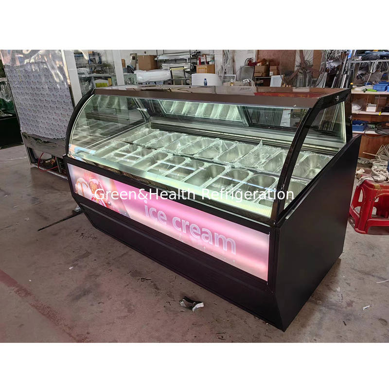 Color e dimensione personalizzabili Gelato gelato display Freezer con pentole 10 / 12 / 16 / 22