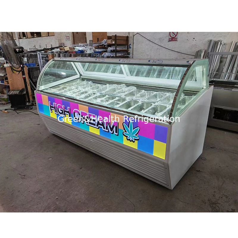Vitrina di display di gelato in acciaio inossidabile con quantità di pentola personalizzata e porta scorrevole