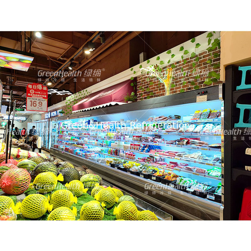 Chiller commerciale multideck aperto con 4 scaffali 5 spazi espositivi Illuminazione LED e refrigerante R22