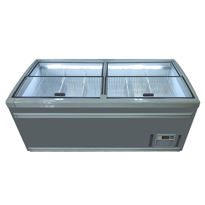 Presentazione del prodotto Supermercato Combinazione profonda del petto Freezer Top Island Open