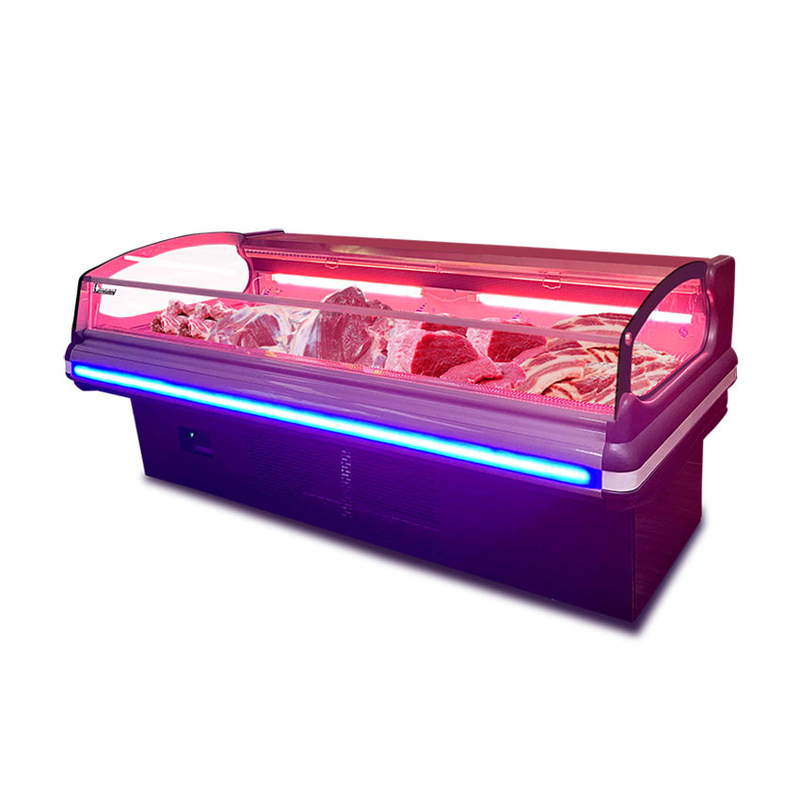 Ventilatore di raffreddamento in acciaio inossidabile Display di carne Freezer da -2 a 8.C con luce LED