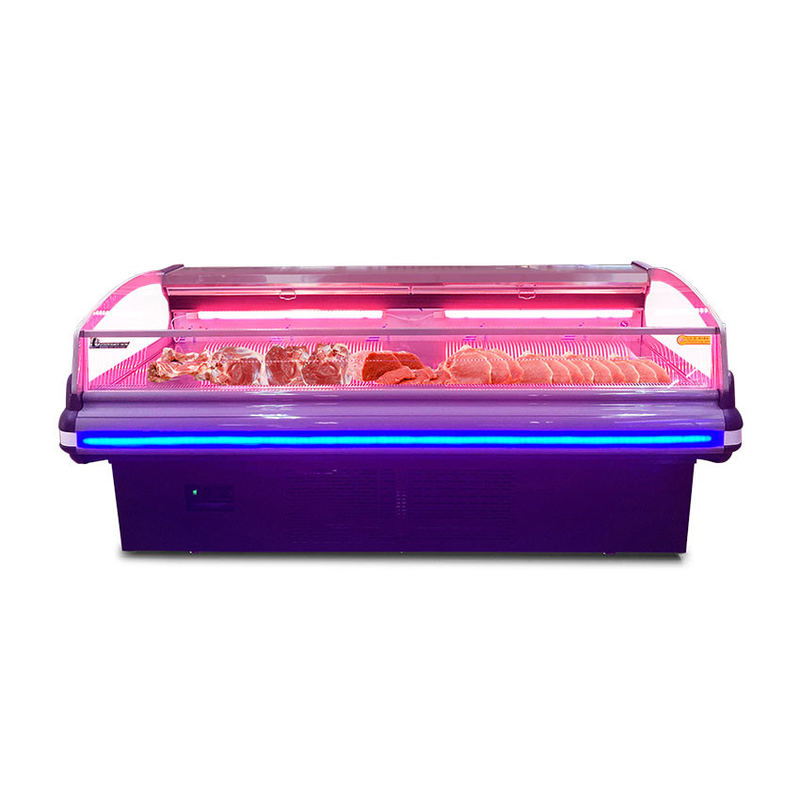 Ventilatore di raffreddamento in acciaio inossidabile Display di carne Freezer da -2 a 8.C con luce LED
