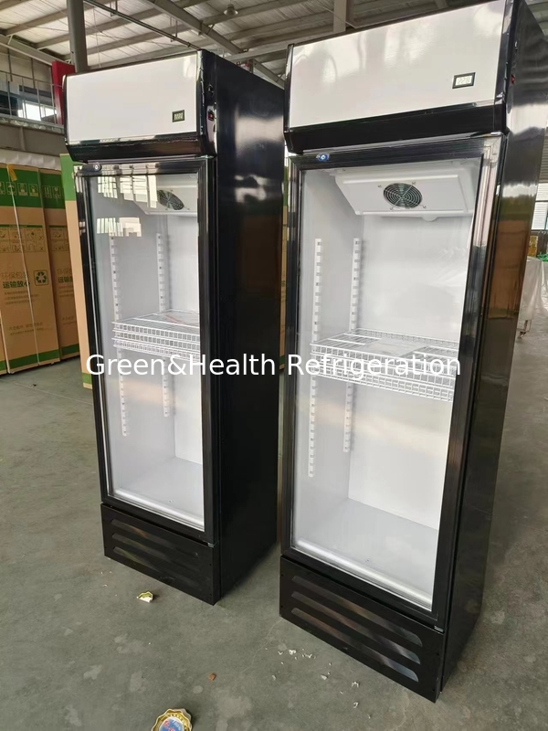 Supermercato a porta singola Chiller di bevande in vetro con raffreddamento diretto ad aria