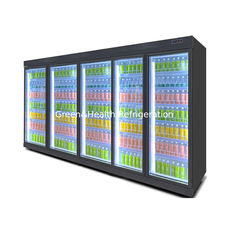 Progetti di supermercati ad alta efficienza che forniscono bevande Display Glass Door Chiller Freezer
