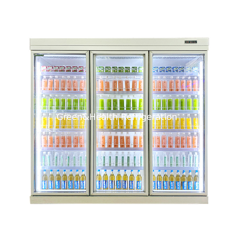 Progetti di supermercati ad alta efficienza che forniscono bevande Display Glass Door Chiller Freezer