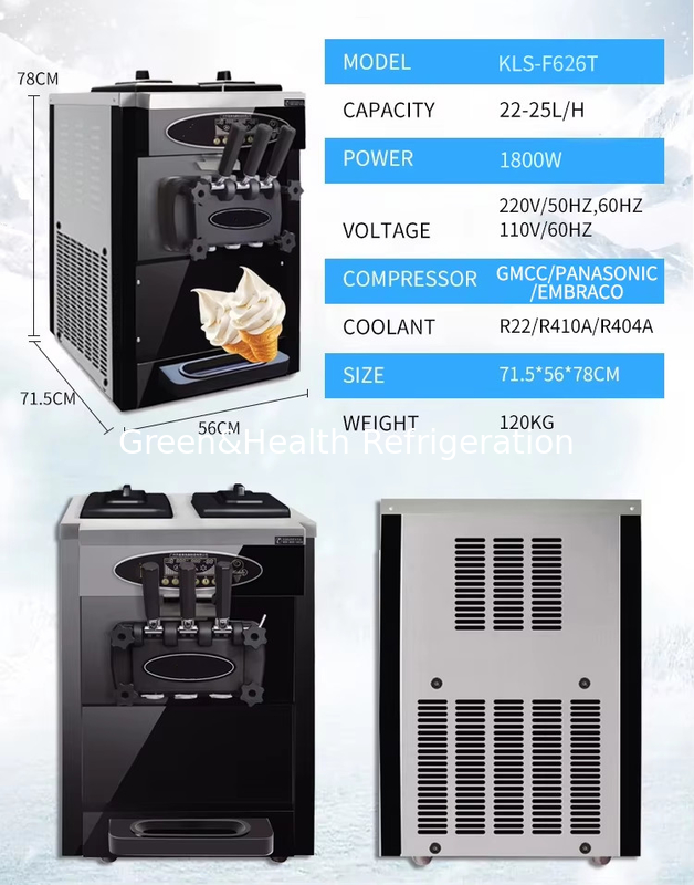 3 sapori Floor Stand 304 in acciaio inossidabile Macchine per la produzione di gelato con caster
