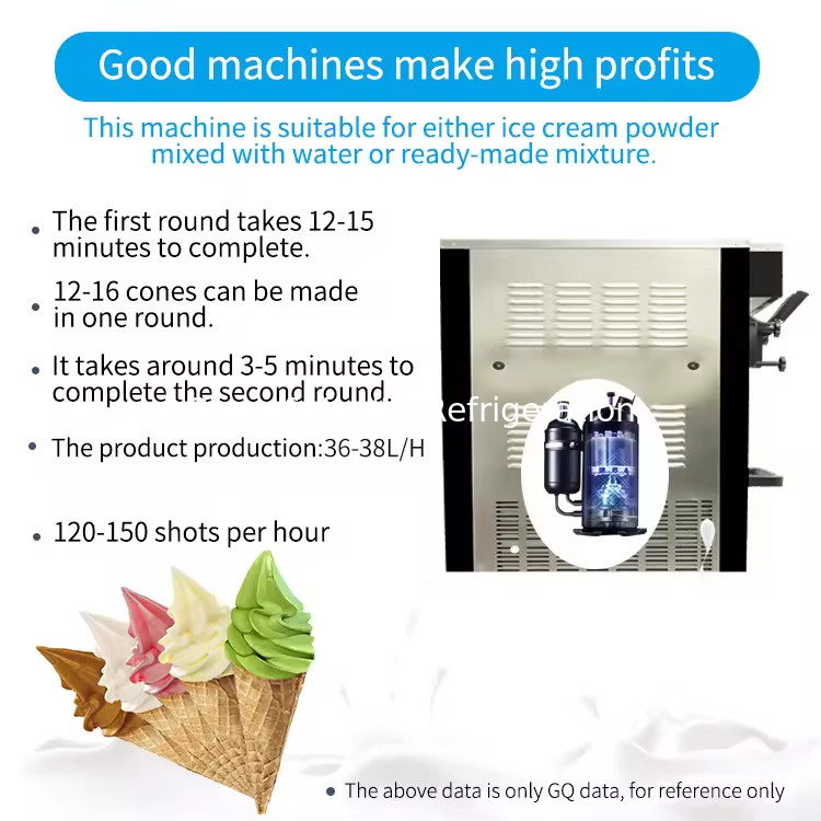 3 sapori Floor Stand 304 in acciaio inossidabile Macchine per la produzione di gelato con caster
