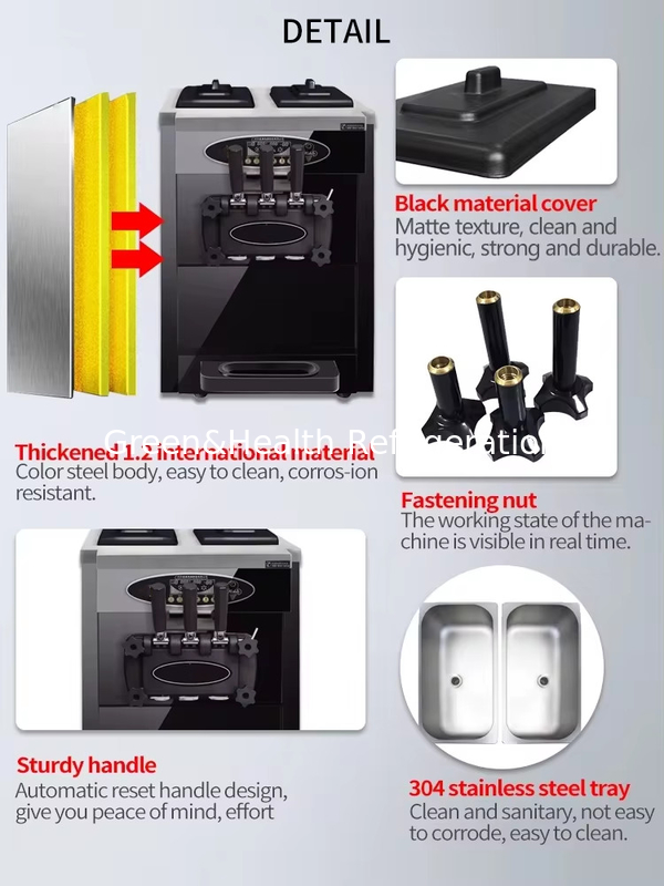 3 sapori Floor Stand 304 in acciaio inossidabile Macchine per la produzione di gelato con caster
