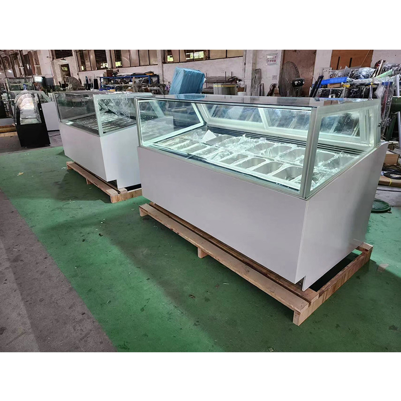 Congelatore a display di gelato a bassa temperatura con scatola luminosa personalizzata o base in marmo