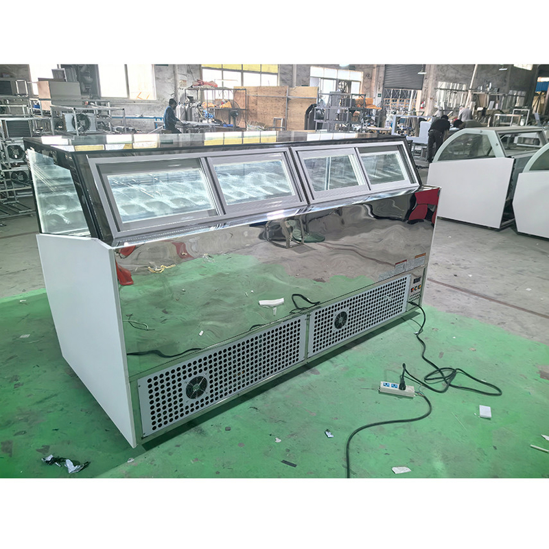 Congelatore a display di gelato a bassa temperatura con scatola luminosa personalizzata o base in marmo