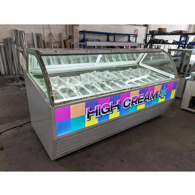 Congelatore a display di gelato a bassa temperatura con scatola luminosa personalizzata o base in marmo