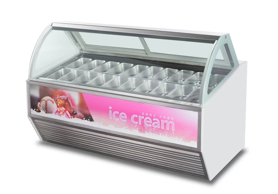 Congelatore a display di gelato a bassa temperatura con scatola luminosa personalizzata o base in marmo