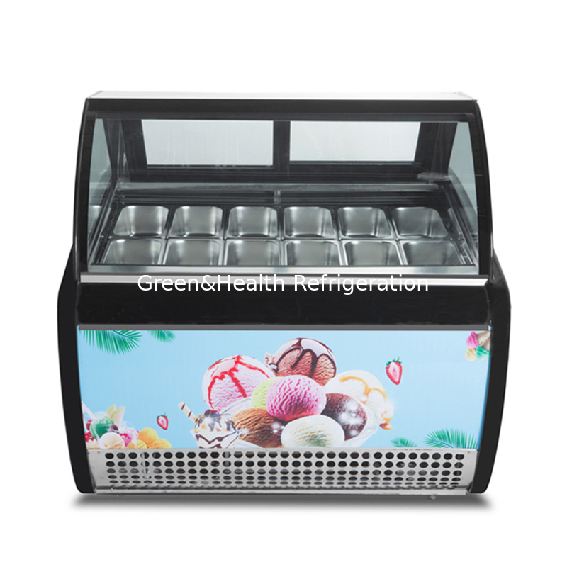 Rosso Verde Nero Colore Curva Porta Scorrevole Display gelato Congelatore