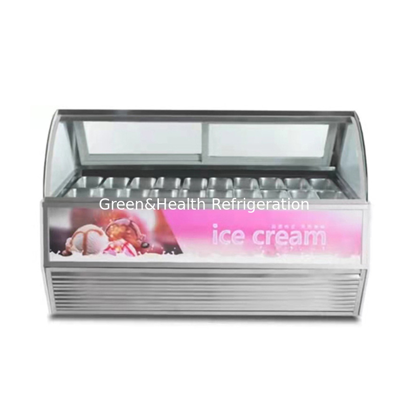 Rosso Verde Nero Colore Curva Porta Scorrevole Display gelato Congelatore