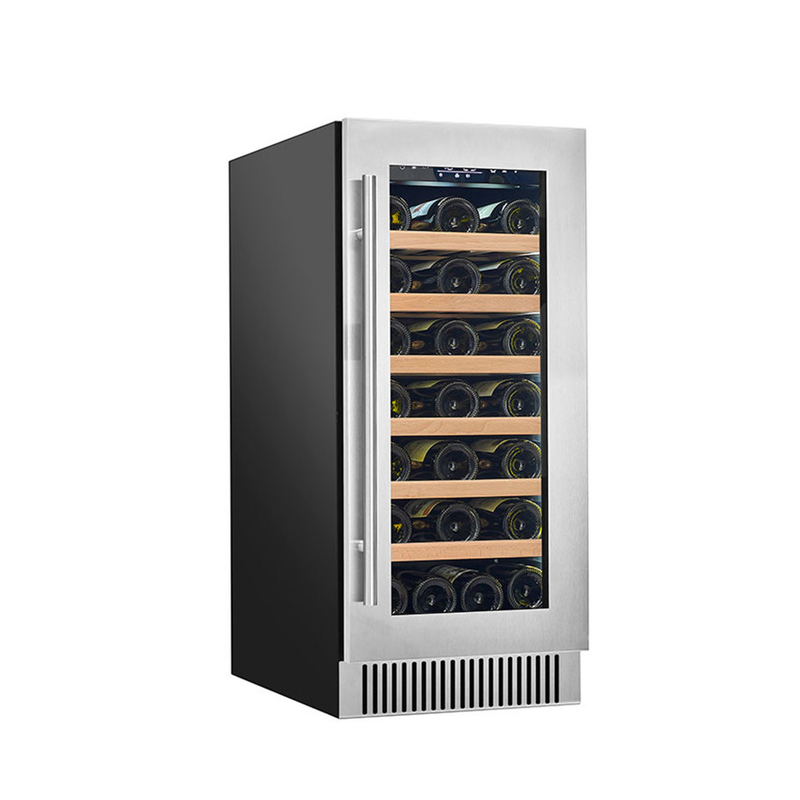 60 bottiglie di vino nero freestanding elettrico raffreddatore con porte di vetro e scaffali in legno