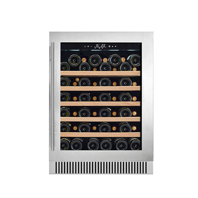 60 bottiglie di vino nero freestanding elettrico raffreddatore con porte di vetro e scaffali in legno