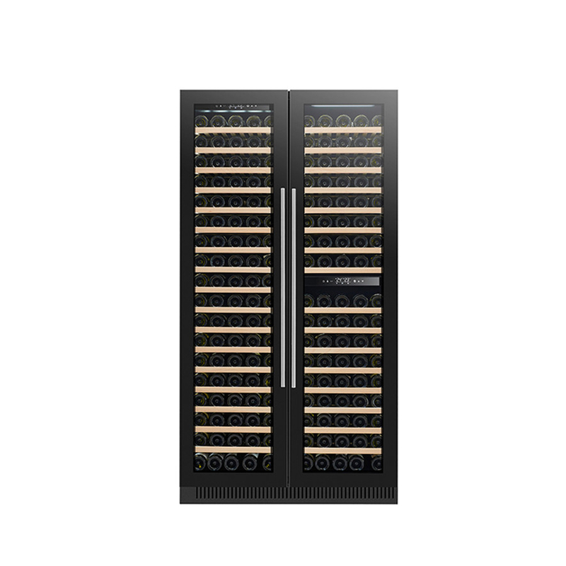 60 bottiglie di vino nero freestanding elettrico raffreddatore con porte di vetro e scaffali in legno