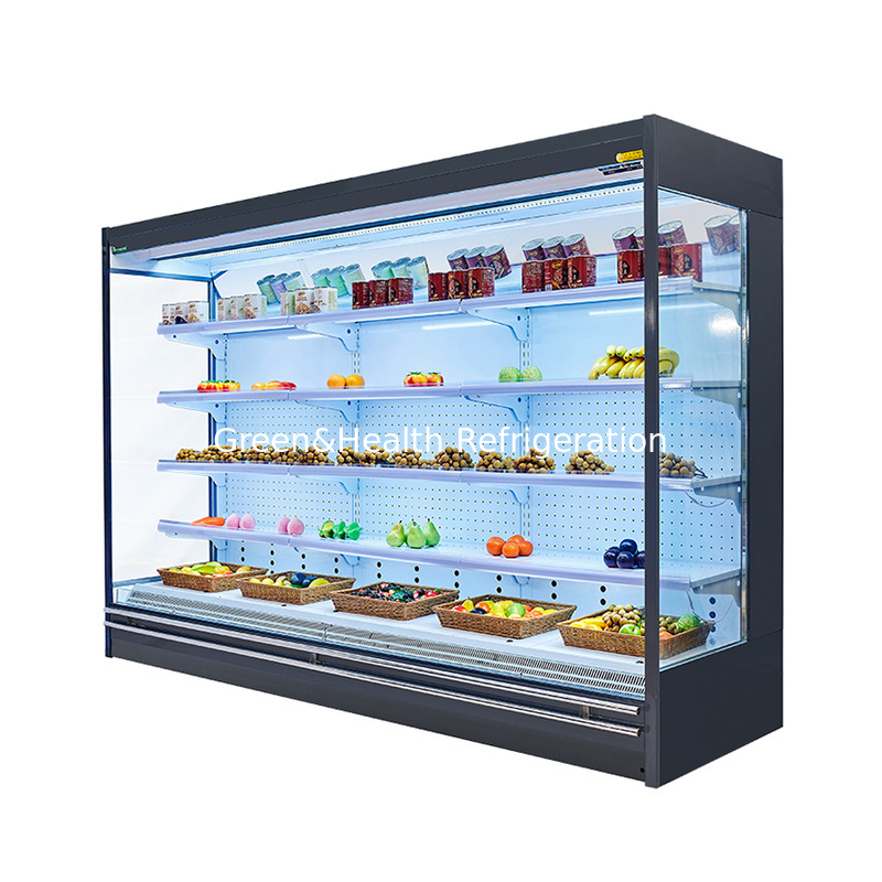 Conservazione dell'energia Porta di vetro multideck open chiller per i progetti di supermercati