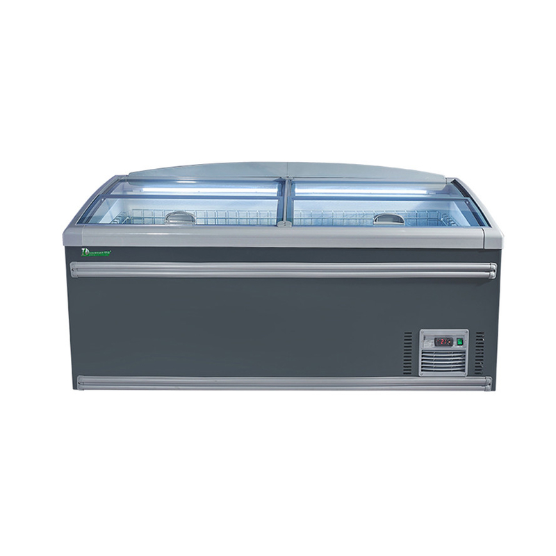 CE ROHS Display commerciale Freezer Supermercato Frigorifero a porta di vetro curva