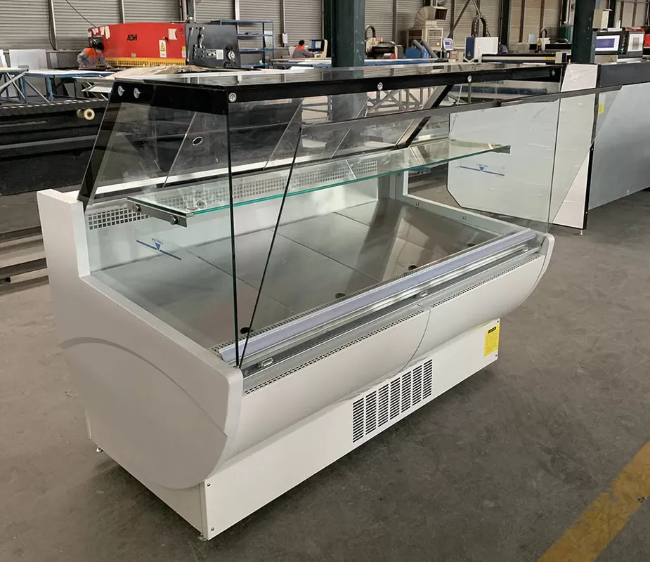 Display in vetro quadrato frigorifero con porta aperta Temperatura 2-6°C e prestazioni