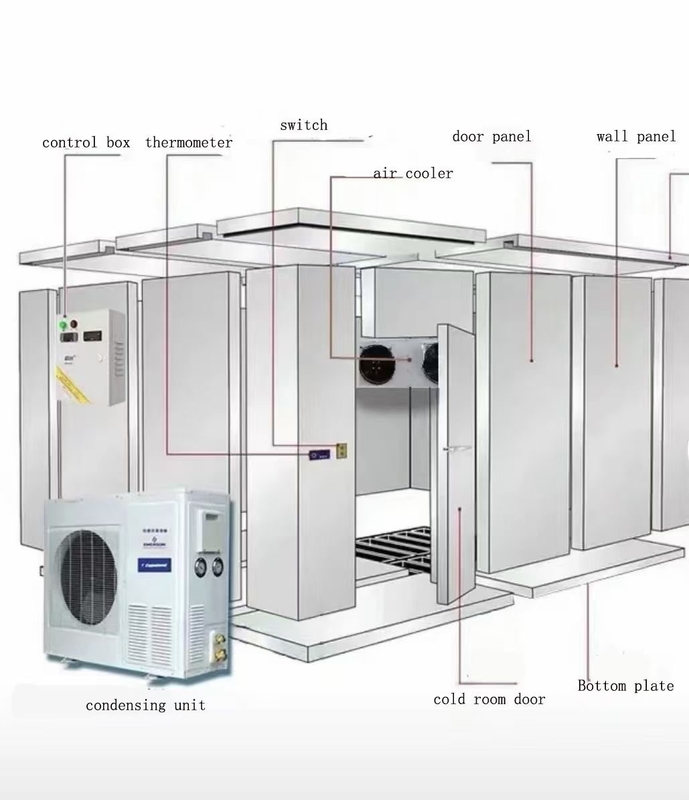 Sala frigorifera a schiuma di poliuretano duro per ortaggi / frutta / carne / pesce e sistema di raffreddamento ad aria