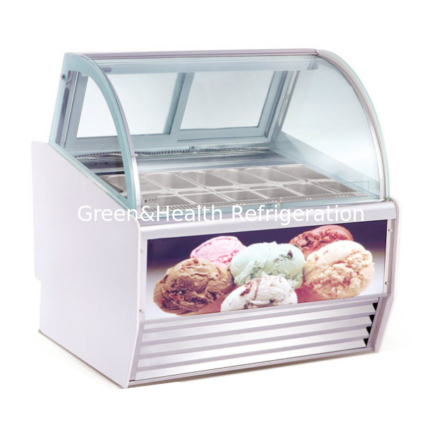 Negozio di gelati Scoop Display gelati Freezer Gelato Freezer Con Vetro Curvo